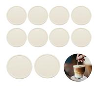 KOBOKO 10 sottobicchieri in silicone, sottobicchieri in vetro, design rotondo, antiscivolo e isolati, per bevande, tazze, bar, vetro, sottobicchieri in silicone, colore bianco e grigio
