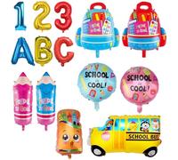 KOBOKO 14 palloncini decorativi in pellicola, per l'inizio della scuola, per bambini, decorazione per l'inizio della scuola, palloncini con ABC 123, per la scuola, per ragazzi e ragazze