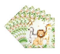 KOBOKO 20 tovaglioli per compleanno dei bambini, tovaglioli, decorazione della giungla, Wild One compleanno, tovaglioli di carta, tovaglioli usa e getta per animali della foresta, per feste di