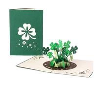 Koboko Biglietto pop-up con trifoglio portafortuna, biglietto di compleanno 3D, buona fortuna, 13 x 18 cm, fatto a mano, biglietto di auguri per Capodanno, compleanno, grazie per tutto il biglietto