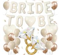 Koboko Bride to Be - Set di 30 palloncini con anello a forma di cuore, colore: Bianco crema e oro rosa