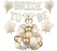 Koboko Bride to Be - Set di palloncini in pellicola con cuore, stella e anello di diamanti, 44 pezzi