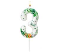 Koboko Candela giungla 2° compleanno, candela di compleanno animale 2 per | Candele di compleanno con animali della foresta, numeri 2, con tigre, leone, elefante, safari, decorazione per torta per il
