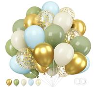 KOBOKO Palloncini verdi per compleanno, 50 palloncini verdi e oro, set di decorazioni per matrimoni, palloncini bianchi, beige, compleanni, palloncini blu, decorazione per battesimo, coriandoli per