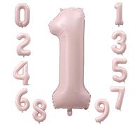 KOBOKO Palloncino a forma di numeri, 1 rosa, 40 pollici, palloncini rosa pastello per il 1° compleanno, ragazza, palloncino rosa chiaro, 1 compleanno, palloncini a elio, numero 1 palloncino con numeri