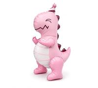 Koboko Palloncino gonfiabile a forma di dinosauro rosa, con simpatico design T-Rex con cappello da festa, per compleanno dei bambini