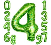 KOBOKO Palloncino verde 4 anni, 40 pollici, verde pixel miner, numero 4, 101 cm, palloncino a elio, 4 compleanni, palloncini decorativi, 4° compleanno, ragazzo, verde, 4 per decorazioni di compleanno