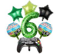 Koboko Pixel Game - Set di 7 palloncini per 6° compleanno, a forma di controller di gioco, stelle
