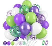 KOBOKO Set di 30 palloncini in lattice, motivo: coriandoli, colore: viola e verde