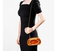 KOBONA Donne Box frizione acrilica con catena di metallo elegante sacca da sera alla moda acrilica a forma di guscio a forma di guscio a forma di traversa for donna for la serata for matrimoni