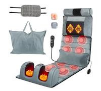 KOCASO Tappetino da massaggio elettrico a vibrazione per tutto il corpo, con cuscino per massaggio al collo e ai piedi, cuscino lombare in tessuto, timer, tappi antiscivolo per le orecchie, per