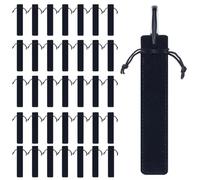 Koceci 36 portapenne in velluto nero, morbido, con coulisse, per scuola, ufficio, regalo aziendale (nero)