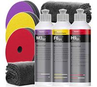 Koch Chemie - Set Lucidante Micro Cut, Fine Cut e Heavy Cut (250 ml) + 3 Tamponi per Lucidare + 2 Panni in Microfibra, 550 GSM