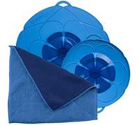 Kochblume Set risparmio per pentole da 14 a 24 cm con panno in microfibra come set in scatola rosa protezione in silicone per pentole e padelle Azzurro