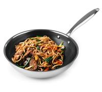 Kochwerk Rachs - Padella wok con struttura a nido d'ape, Ø 28 cm, in acciaio inox antiaderente per arrostire a basso contenuto di grassi senza colla, per tutti i piani cottura, anche a induzione