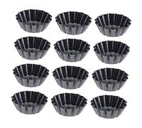 KOCKSHION 12 pezzi Stampo Mini Tart Acciaio Carbonio Antiadente Forma Fiore Mold per Cupcake e Muffin Riutilizzabile per Dolci e Feste