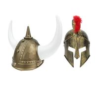 KOCKSHION 2 Pezzi Caschi Viking Dorati in Plastica Taglia Riutilizzabili per Carnevale e Feste a Tema Accessori Unici e Originali