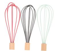 KOCKSHION 3 Pezzi Frusta a Mano Senza Fili in Silicone Per Montare Albume Portatile Frusta Per Cucina Manico in Legno Accessorio Cucina Manuale