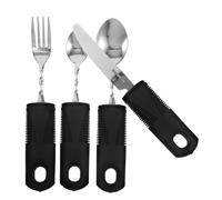 KOCKSHION 4pezzi Utensili Adattivi Acciaio Inossidabile Per Anziani Con Coltello Forchetta e Cucchiaio Regolabili Design Antivibrazioni e Flessibile Per Facilitare La Mangiata Dei Disabili