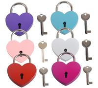 KOCKSHION 6 Pezzi Mini Lucchetti Forma Cuore in con Chiavi Rosa Bianco Argento per Diario Portagioie Valigie e Decorazioni