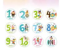 KOCKSHION Adesivi Mesi per Ragazzo Ragazza 12 Pezzi in Carta Colorata, Riutilizzabili e Delicati sui Vestiti, Decorazioni Creative e Adorabili per Album Fotografici e Condivisione Social