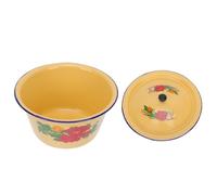 KOCKSHION Ciotola Smaltata Vintage Retrò con Coperchio, Pratica per Conservare Spezie, Materiale Smalto Resistente, per Cucina Domestica, 1 Pezzo