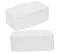 KOCKSHION Dispenser Di Salviette Pulsante Set 2 Pezzi Contenitore Per Salviette Riutilizzabile in Plastica Bianca Coperchio Per Bagno e Viaggio Scatola Porta Fazzoletti Da Tavolo Per Uso Domestico