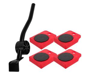 KOCKSHION Kit Spostamento Mobili Pesanti Ruote in Ferro e Abs, Strumento per Sollevare e Trasportare Oggetti Pesanti come Casse, Capacità di Carico Elevata, Colore Nero