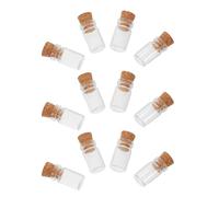KOCKSHION Mini Bottiglie di Vetro con Tappo in Legno e Compatte 100 da 1ml, Trasparenti per Decorazioni o Feste di
