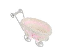 KOCKSHION Ornamenti Per Passeggino in Finto Rattan Cestini Arredamento Carrozzina Cestino Di Articoli Vari Caramella Cestino Per Caramelle Con Carrello in Rattan Vimini Plastica Rosa