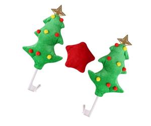 KOCKSHION Set 3 Pezzi Decorazione Natalizia per Auto Alberi e Stelle in Peluche Verde, Resistente e Facile da Installare, per Vetri e Strada