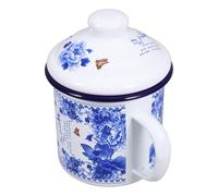 KOCKSHION Tazza da Tè Tazza da Caffè Smaltata in Smalto con Coperchio 500ml Facile da Pulire con Eccellente Presa Raffinata e Funzionale per Casa e Ufficio