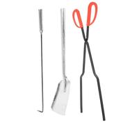 KOCKSHION Utensili in Ghisa Spessa con Paletta Pinze e Forcone Strumenti Pratici per Cucina e Barbecue per Spostare Carbonella e Rimuovere Design Compatto e Robusto