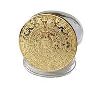 Kocreat La piramide Maya commemorativa in ottone placcato argento Copia - Calendario azteco Maya Souvenir Collezione commemorativa Moneta Oro