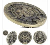 Kocreat Maya Azteco Statua Medaglione Memoriale Bronzo 3D Stereo Carving Memoriale Moneta Bronzo Antico Copia- Moneta Commemorativa Moneta REPLICA