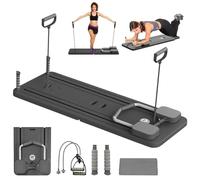 Kocusu Pilates Reformer - Macchina per pilates con ginocchiere, 2025, pieghevole, 5 in 1, con rimbalzo automatico, timer LED per la casa, perdita di grasso e modellazione, colore: grigio