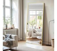 KOCUUY Specchio da parete per tutto il corpo, 65 x 179 cm, rettangolare, grande, da appendere, in piedi, grande specchio con cornice dorata, per soggiorno, camera da letto, corridoio