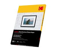 KODAK Carta fotografica ultra lucida, formato A4, 280 g/m2, 20 fogli per stampante a getto d'inchiostro, formato DIN A4, 20 fogli, carta fotografica, impermeabile, bianco brillante
