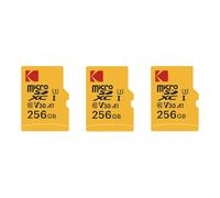 KODAK Confezione da 3 schede di memoria micro SD - 256 GB, classe 10, ad alte prestazioni, con adattatore
