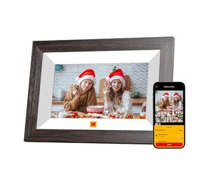 KODAK Cornice Digitale WiFi Cornice Foto Digitale, 7 Pollici HD IPS Touchscreen, Legno Cornici Elettronica con 32GB di Memoria, Portafoto Digitale Condivisione di Foto/Video via APP o Cavo di USB C