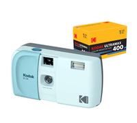 KODAK EC35 - Fotocamera a pellicola da 35 mm, riutilizzabile, senza messa a fuoco, flash integrato, copertura scorrevole, compatibile con principianti (Azzurro) Kodak Ultramax 400/24 35mm