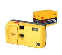 KODAK EC35 - Fotocamera a pellicola da 35 mm, riutilizzabile, senza messa a fuoco, flash integrato, copertura scorrevole, compatibile con principianti (Giallo burro) Kodak Ultramax 400/24 35mm