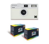 KODAK EKTAR H35 - Videocamera da 35 mm, riutilizzabile, senza messa a fuoco, leggera, facile da usare, colore: bianco sporco + 2 pellicole da 35 mm, colore 24 esposizioni