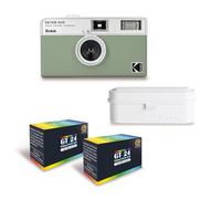 KODAK EKTAR H35 - Videocamera da 35 mm, riutilizzabile, senza messa a fuoco, leggera, facile da usare, colore: verde salvia + 2 pellicole da 35 mm, colore 24 esposizioni + pellicola protettiva bianca