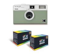 KODAK EKTAR H35 - Videocamera da 35 mm, riutilizzabile, senza messa a fuoco, leggera, facile da usare, verde salvia + 2 pellicole da 35 mm, colore 24 esposizioni