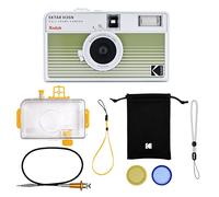 KODAK EKTAR H35N Half Frame Film Camera Kit Premium, 35 mm, riutilizzabile, senza messa a fuoco, lampadina, filtro a stella, obiettivo rivestito (pellicola e batteria AAA non incluse) (Verde rigato)