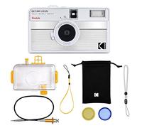 KODAK EKTAR H35N Half Frame Film Camera Kit Premium, 35 mm, riutilizzabile, senza messa a fuoco, lampadina, filtro a stella, obiettivo rivestito (pellicola e batteria AAA non incluse) (Argento rigato)