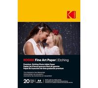 KODAK Fine Art Paper - Carta Fotografica di Alta Qualità Testurizzata, 20 Fogli, Formato A4 (21x29,7 cm), Finitura Opaca Effetto Incisione, 210 gsm, Compatibile con Tutte le Stampanti a Inchiostro