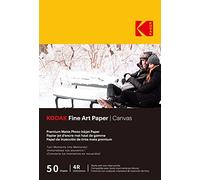 KODAK Fine Art Paper - Carta Fotografica Opaca, Confezione da 50 Fogli, 180g/m², Formato A6 (10x15 cm), Stampa a Inchiostro Effetto Tela, Qualità Superiore, Per Immortalare i Tuoi Ricordi
