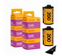 Kodak Gold 200 - Set di 6 rotoli (2 x 3 confezioni), 36 esposizioni ciascuno, per fotocamere a pellicola da 35 mm, include panno in microfibra Balveli Premium, rotolo di pellicola Kodak da 35 mm per
